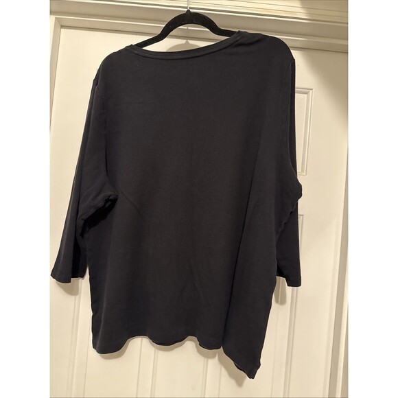 Kim rogers classic solid black knit top women plus size 2x 3/4 sleeve round neck - Picture 2 of 3